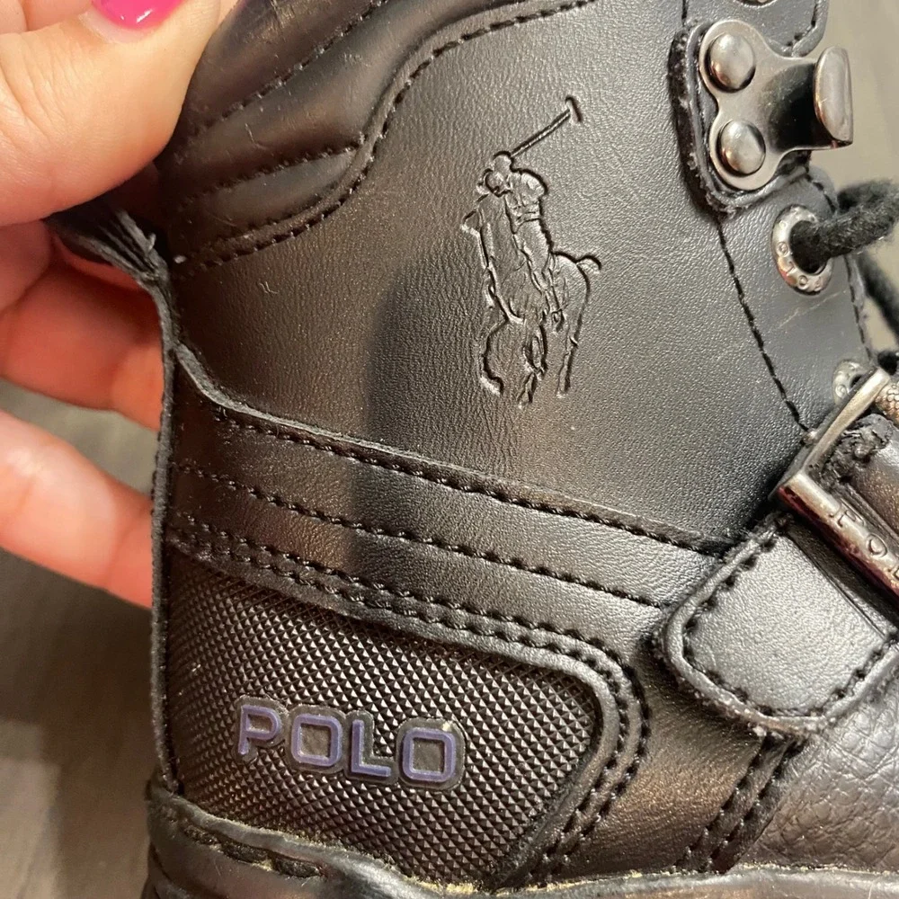 Polo Ralph‎ Lauren Kids Size 7 Black Leather Country Boots Duck Boot